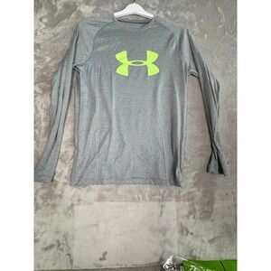 Under Armour Heatgear Long Sleeve T Shirt Boys VXL JTG EG Gray Loose Fit‎